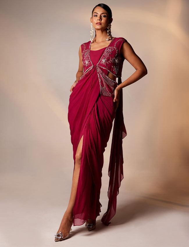 Mexican Pink Symphony Draped Saree