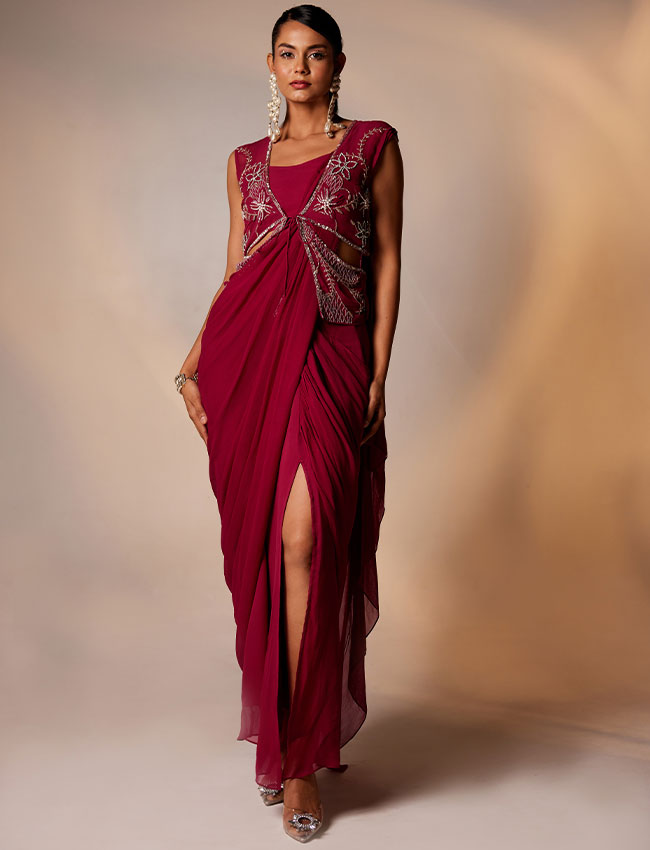 Mexican Pink Symphony Draped Saree